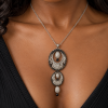 Indian Style Ornate Jewellery Pendant and Drop Earrings Set, Long Drop Earrings - Thumbnail Image 5