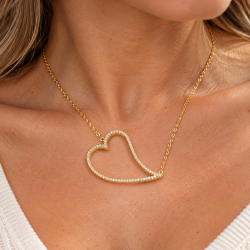 Crystal Heart Jewelry Set Necklace Pendant & Earrings, Gift Idea for Her