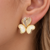 Jewellery Set Mother of Pearl 3 Clover Leaf Heart Crystal Necklace & Earring - Thumbnail Image 12