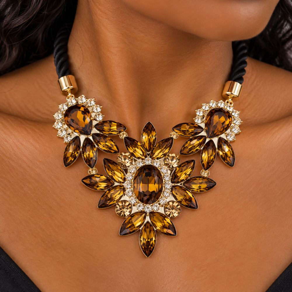 Necklace & Earrings Jewellery Set, Flower Pendant.Swarovski Crystal Elements - Image 15