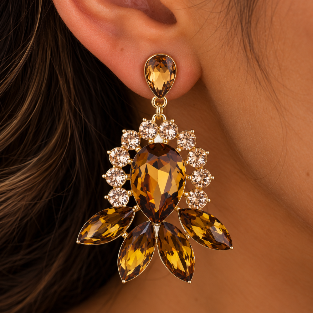 Necklace & Earrings Jewellery Set, Flower Pendant.Swarovski Crystal Elements - Image 16