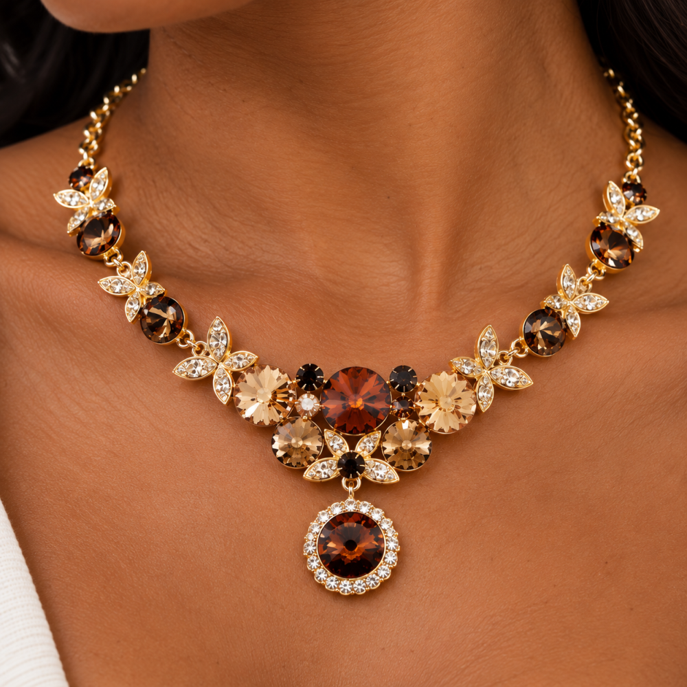 Butterfly Jewellery Necklace & Earrings, Swarovksi Crystal Elements, Gift for Her - Image 1