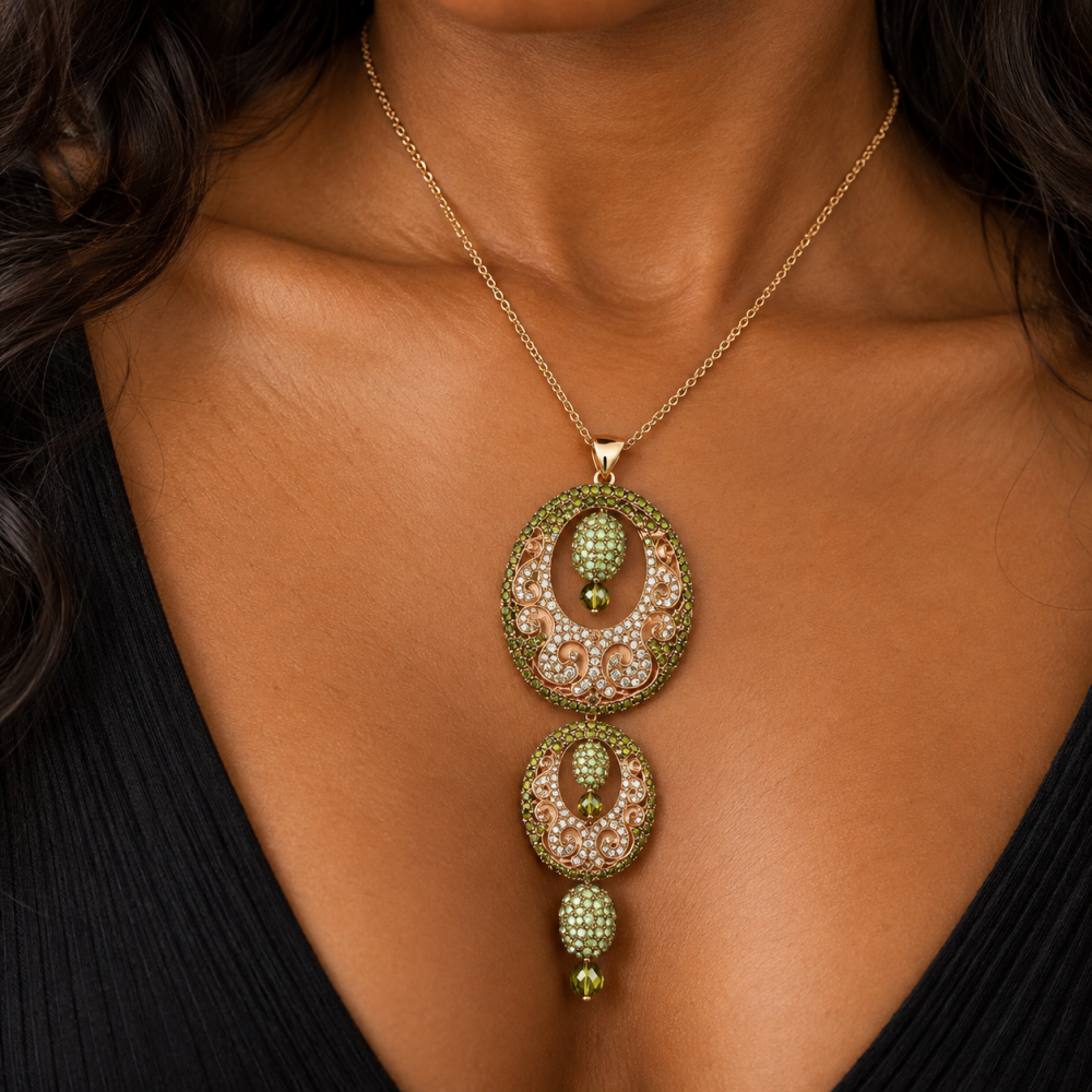 Indian Style Ornate Jewellery Pendant and Drop Earrings Set, Long Drop Earrings - Image 10