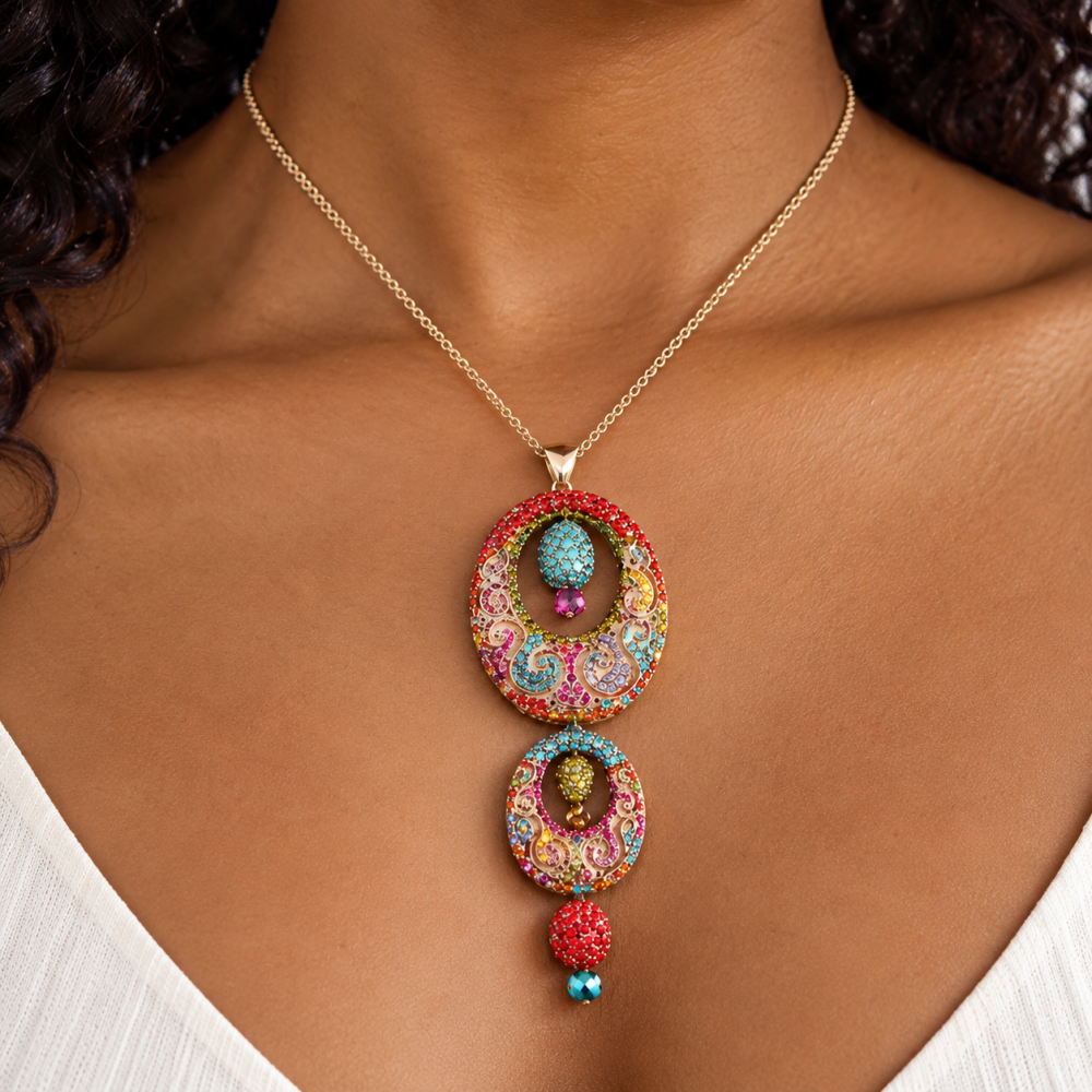 Indian Style Ornate Jewellery Pendant and Drop Earrings Set, Long Drop Earrings - Image 15