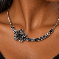 Lotus Flower Womens Vintage Necklace & Earring Jewellery Set, Gift For Her
