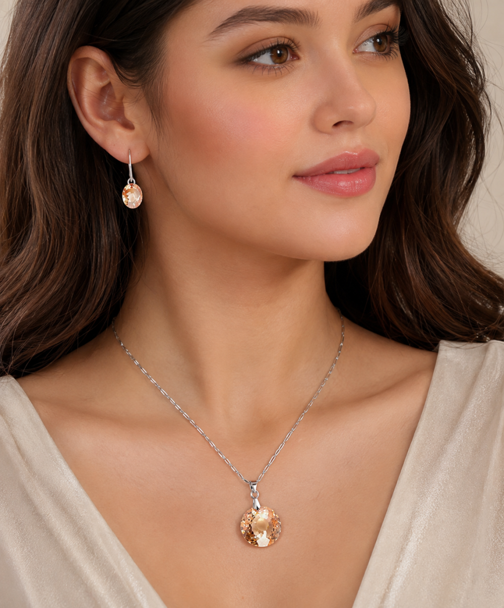 Janeo Swarovski Zircon Cut Crystal Elements Necklace Earring Christmas Gift Idea - Image 3