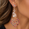 Peacock Jewellery Set, Pendant Necklace, Drop Earrings.Swarovski Crystal Elements - Thumbnail Image 2