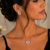 Crystal Flower Pendant Jewelry Set Necklace & Earrings, Swarovski Crystal Element - Thumbnail Image 5