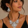 Necklace & Earrings Jewellery Set, Flower Pendant.Swarovski Crystal Elements - Thumbnail Image 8