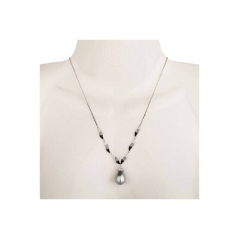 Pearl Drop Jewellery Necklace Earrings Set with Swarovski Crystal Elements. - Image 3