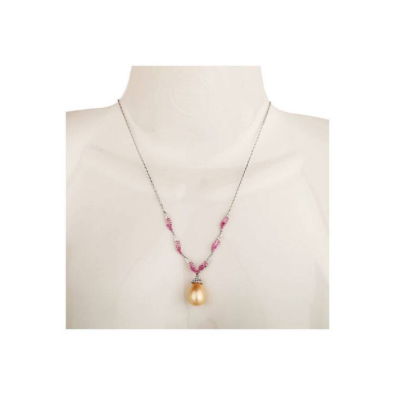 Pearl Drop Jewellery Necklace Earrings Set with Swarovski Crystal Elements. - Image 5
