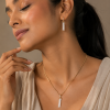Pendant Necklace Earrings Jewelry Set Swarovski Crystal Elements 14K Rose Gold - Thumbnail Image 1