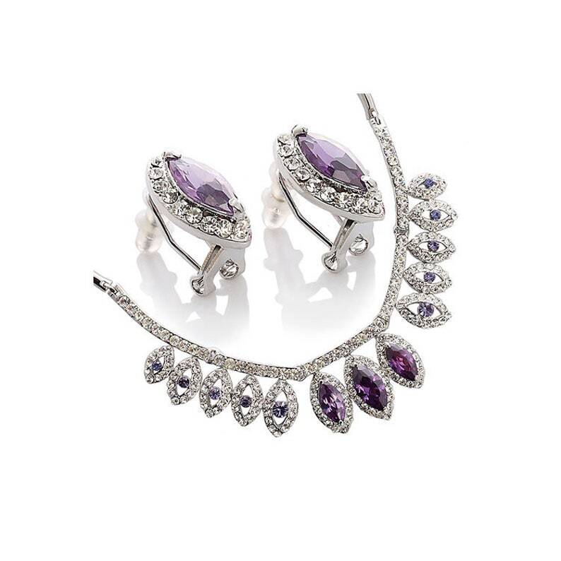 Crystal Jewellery Set, 14K Gold /Silver Rhodium Plated Swarovski Crystal Elements - Image 4