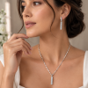 Pendant Necklace Earrings Jewelry Set Swarovski Crystal Elements 14K Rose Gold - Thumbnail Image 5