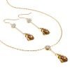 Pendant Jewellery Set, Tear Drop Cut Swarovksi Crystal Elements, 14K Gold Plate - Thumbnail Image 3