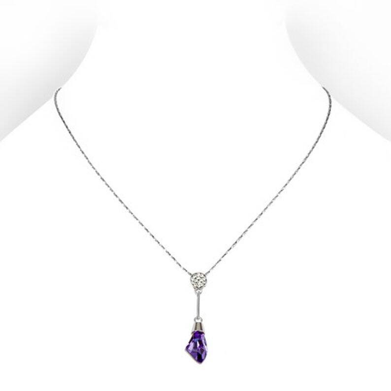 Pendant Jewellery Set, Tear Drop Cut Swarovksi Crystal Elements, 14K Gold Plate - Image 9