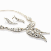 Lavish Crystal Bridal Wedding Jewellery Set, Leaf Design Necklace & Earrings - Thumbnail Image 4