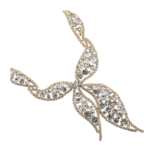 Lavish Crystal Bridal Wedding Jewellery Set, Leaf Design Necklace & Earrings - Image 8