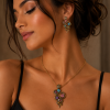 Pewter Pendant Necklace Earrings Jewellery Set, Swarovski Crystal Elements - Thumbnail Image 1
