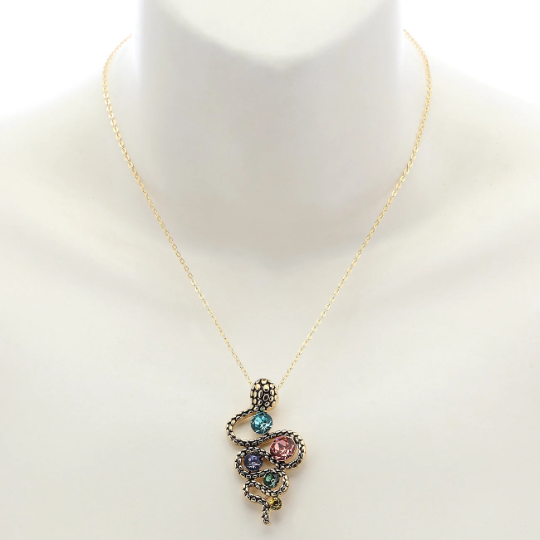 Pewter Pendant Necklace Earrings Jewellery Set, Swarovski Crystal Elements - Image 4