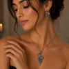 Pewter Pendant Necklace Earrings Jewellery Set, Swarovski Crystal Elements - Thumbnail Image 6