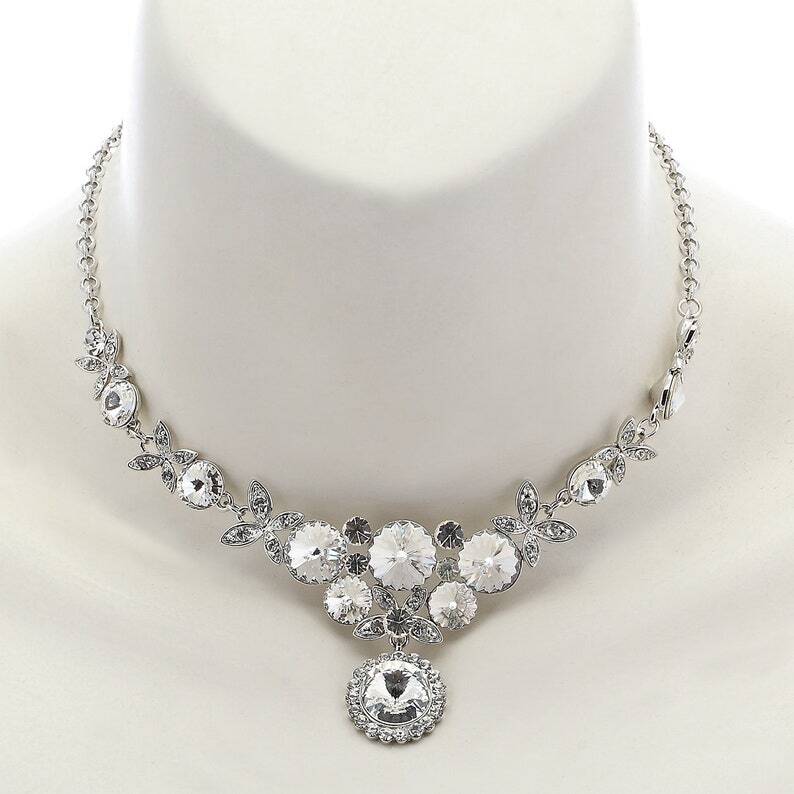 Butterfly Jewellery Necklace & Earrings, Swarovksi Crystal Elements, Gift for Her - Image 16