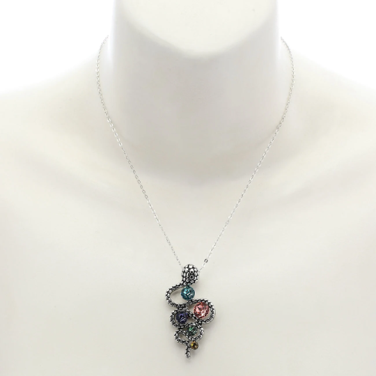 Pewter Pendant Necklace Earrings Jewellery Set, Swarovski Crystal Elements - Image 9