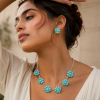 Vintage Costume Jewelry Necklace & Earrings Set Cluster of Pendants on Chain - Thumbnail Image 1