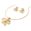 Jewellery Set Mother of Pearl 3 Clover Leaf Heart Crystal Necklace & Earring - Thumbnail Image 4
