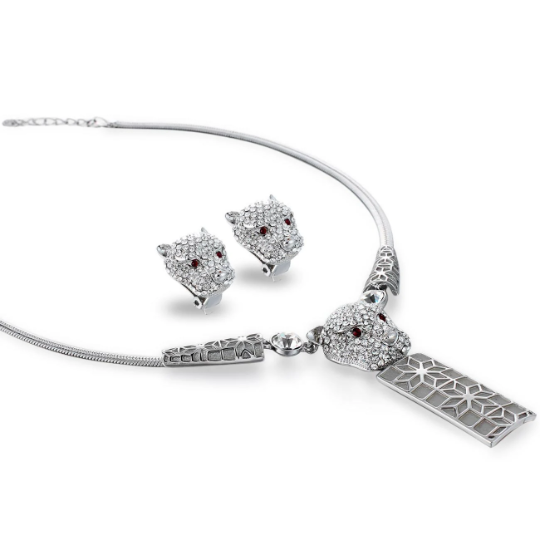 Panther Pendant Jewellery Set, Necklace & Earrings.Swarovksi Crystal Elements - Image 5
