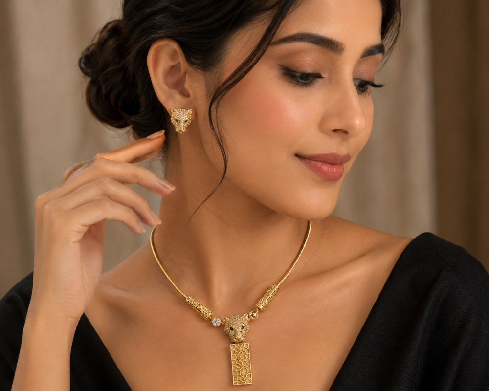 Panther Pendant Jewellery Set, Necklace & Earrings.Swarovksi Crystal Elements - Image 7
