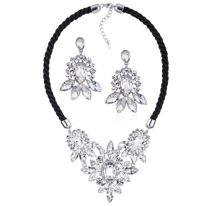 Necklace & Earrings Jewellery Set, Flower Pendant.Swarovski Crystal Elements - Image 9