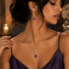 Pendant Jewellery Set, Tear Drop Cut Swarovksi Crystal Elements, 14K Gold Plate - Thumbnail Image 7