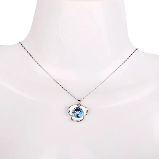 Crystal Flower Pendant Jewelry Set Necklace & Earrings, Swarovski Crystal Element - Image 4
