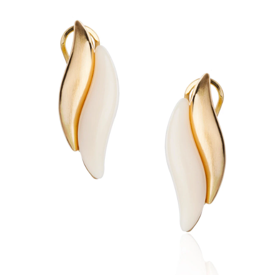 Womens Necklace & Earrings Jewellery Set, Stylised Ivory Sea Shells Ornaments - Image 2
