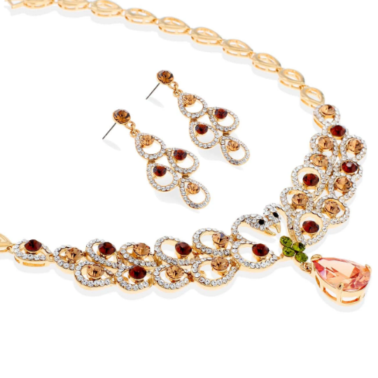 Womens Jewellery Set, Pear Drop Pendant Necklace, Earrings Swan Love Heart - Image 2