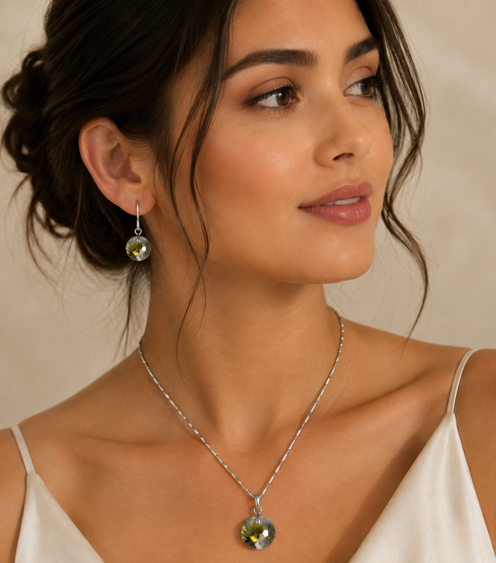 Janeo Swarovski Zircon Cut Crystal Elements Necklace Earring Christmas Gift Idea - Image 11