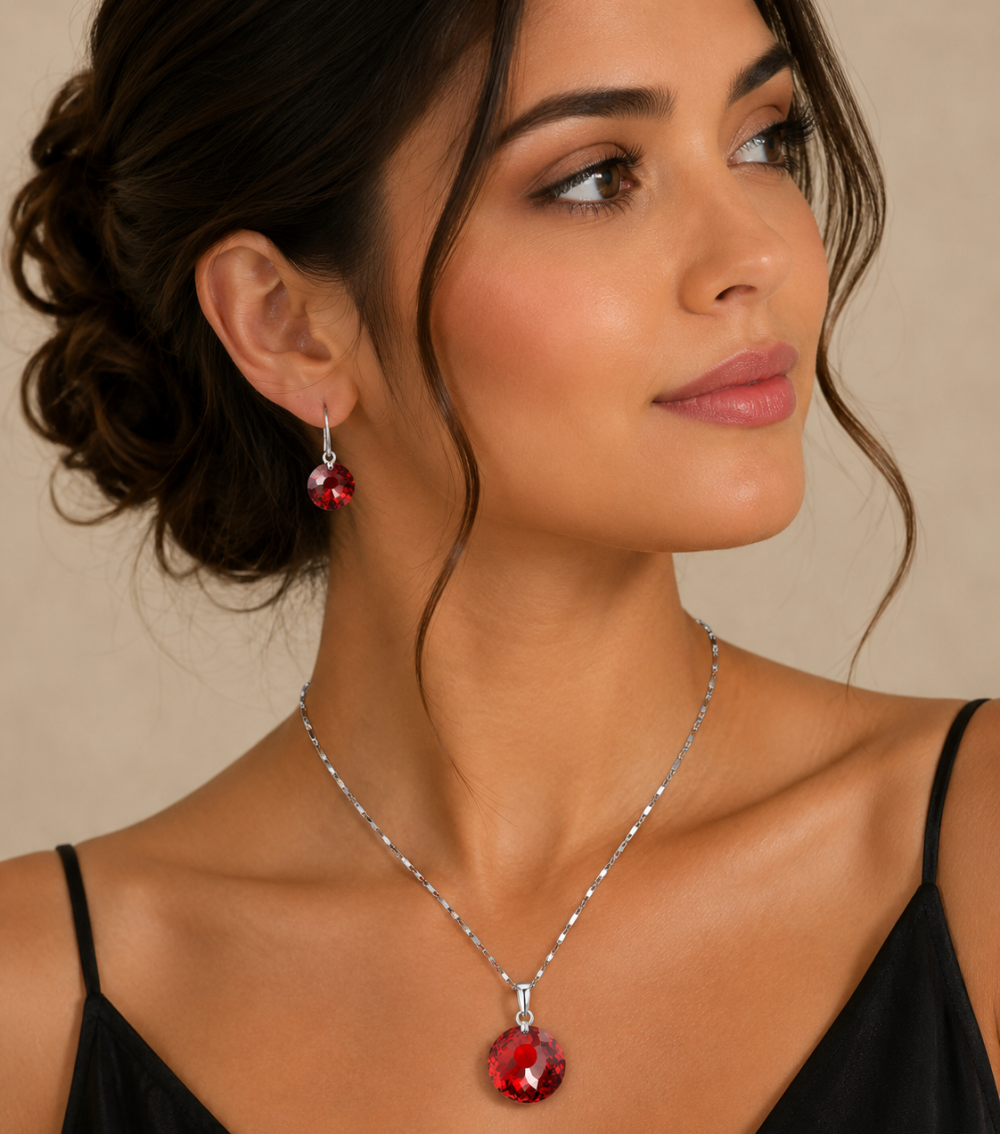 Janeo Swarovski Zircon Cut Crystal Elements Necklace Earring Christmas Gift Idea - Image 15