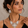Necklace & Earrings Jewellery Set, Flower Pendant.Swarovski Crystal Elements - Thumbnail Image 13