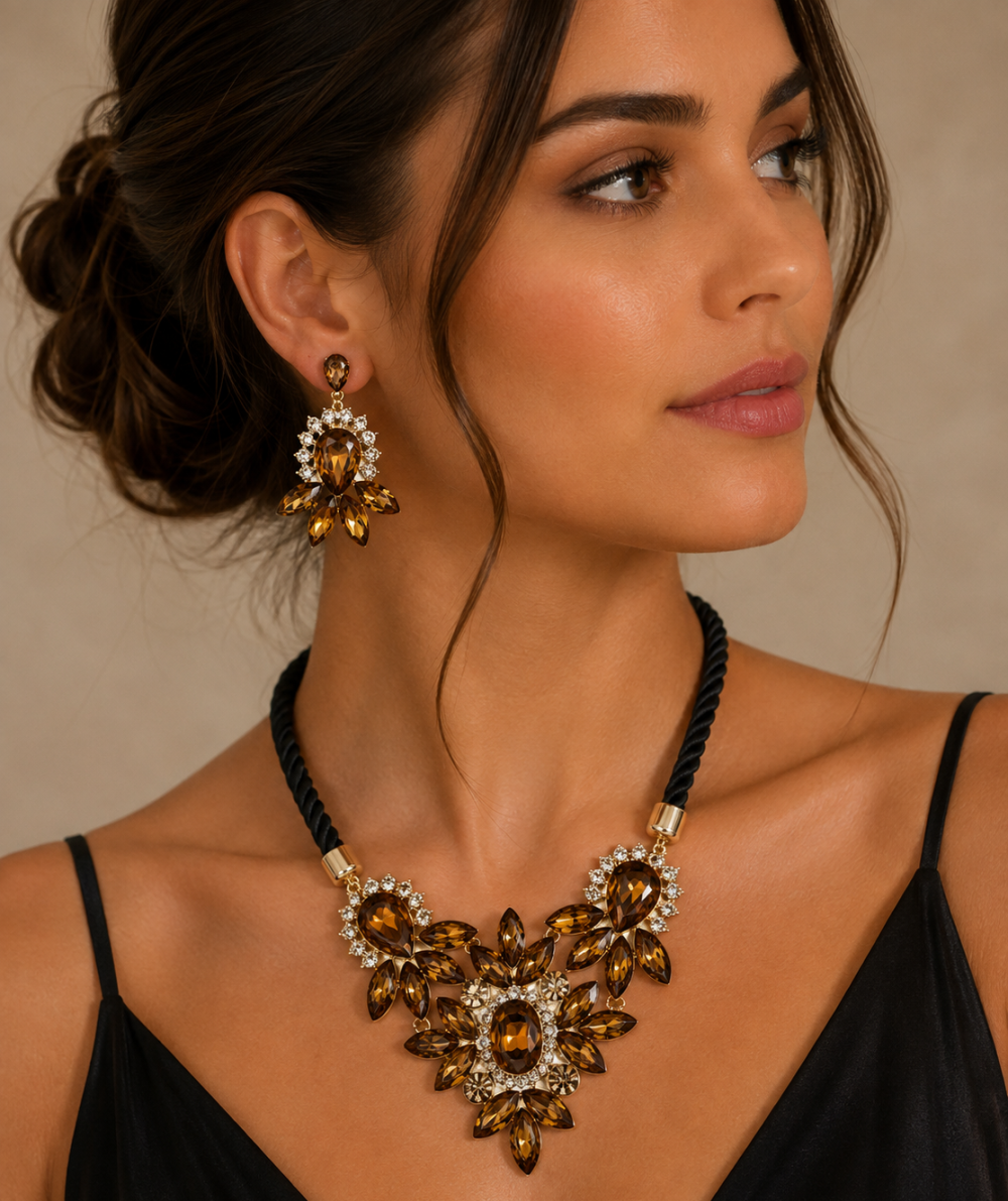 Necklace & Earrings Jewellery Set, Flower Pendant.Swarovski Crystal Elements - Image 17