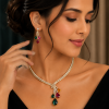 Pear Drops Crystals Jewellery Set, Necklace Earrings, Gift Idea Wedding Christmas - Thumbnail Image 1