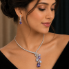 Pear Drops Crystals Jewellery Set, Necklace Earrings, Gift Idea Wedding Christmas - Thumbnail Image 3