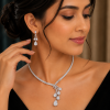 Pear Drops Crystals Jewellery Set, Necklace Earrings, Gift Idea Wedding Christmas - Thumbnail Image 7
