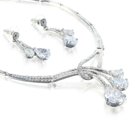 Pear Drops Crystals Jewellery Set, Necklace Earrings, Gift Idea Wedding Christmas - Image 8