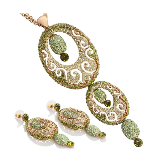 Indian Style Ornate Jewellery Pendant and Drop Earrings Set, Long Drop Earrings - Image 13