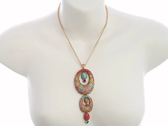 Indian Style Ornate Jewellery Pendant and Drop Earrings Set, Long Drop Earrings - Image 19