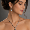 Pearl Drop Jewellery Necklace Earrings Set with Swarovski Crystal Elements. - Thumbnail Image 1