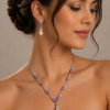 Pearl Drop Jewellery Necklace Earrings Set with Swarovski Crystal Elements. - Thumbnail Image 4