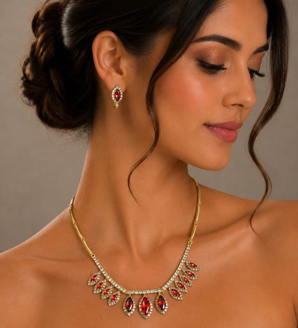 Crystal Jewellery Set, 14K Gold /Silver Rhodium Plated Swarovski Crystal Elements - Image 10