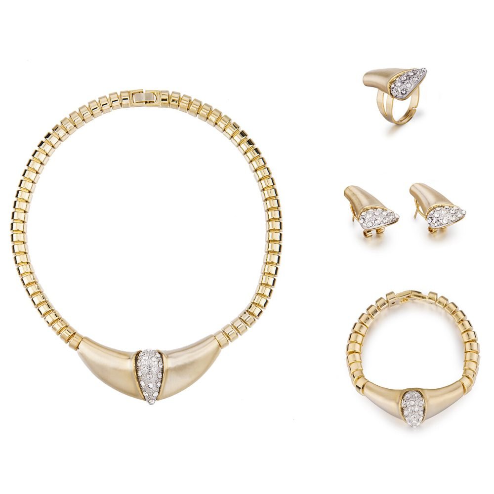 Choker Necklace 4 Pieces Jewellery Set.14K Gold Plated, Swarovski Crystal Element - Image 6